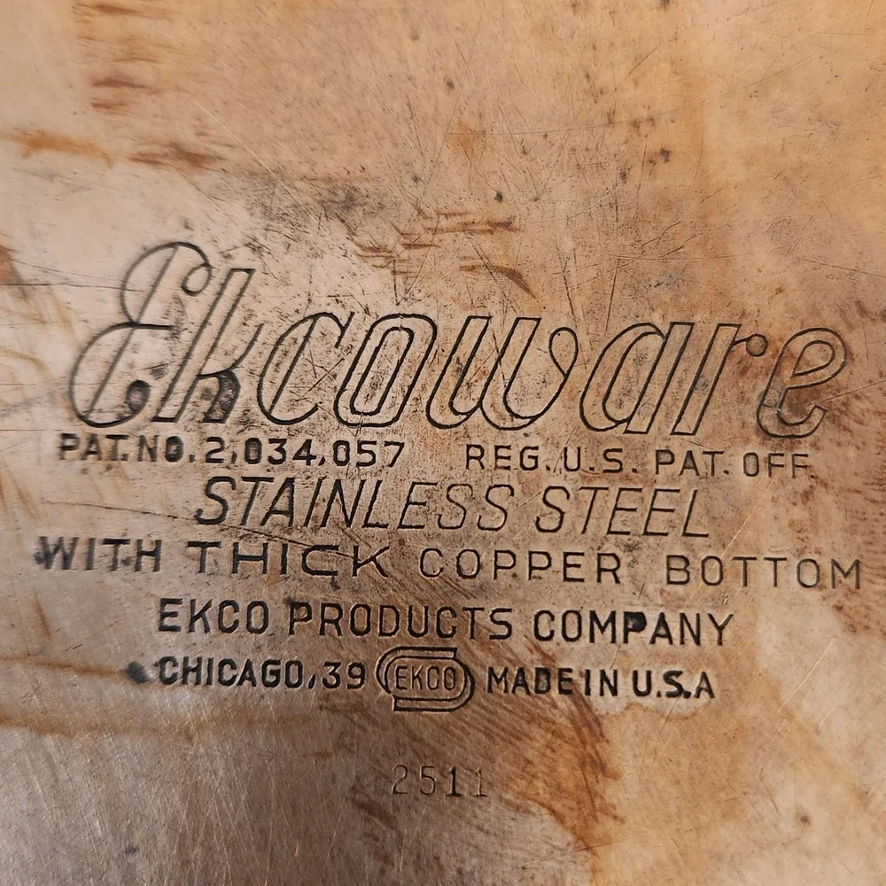 Ekco Ware Copper Bottom Fry Pan 10.25 Inch Stainless Steel Skillet Chicago USA